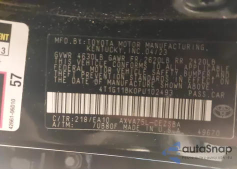 2023 Toyota Camry Se Awd из США, поврежденный, VIN 4T1G11BK0PU102493